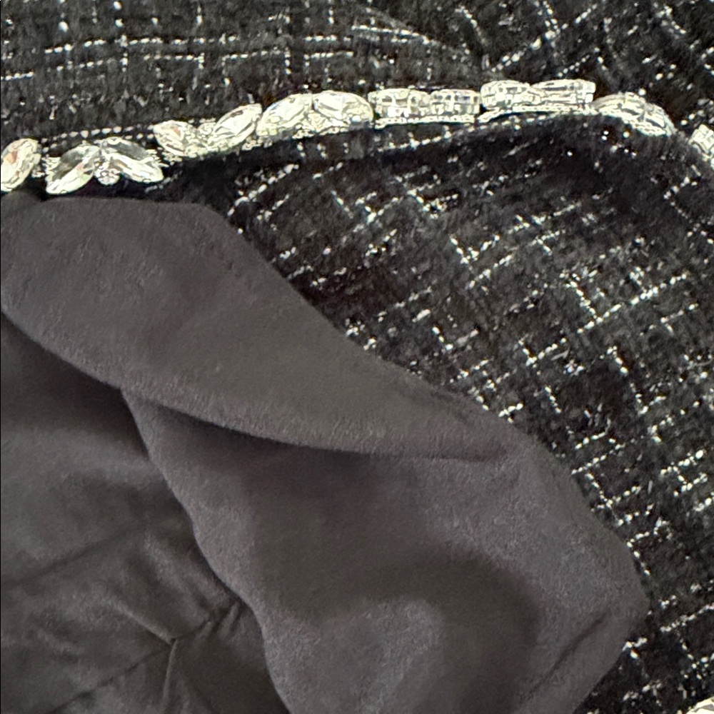 NWT lulus Black Tweed Strapless Rhinestone Bow Mini Dress Medium - Picture 12 of 13